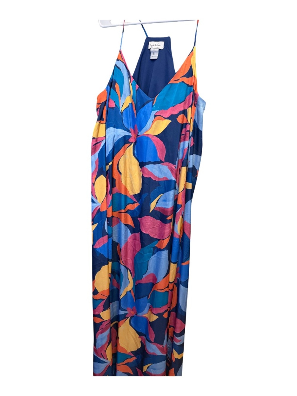 Nicole Miller Navy Multicolor Floral Slip Maxi Dress
